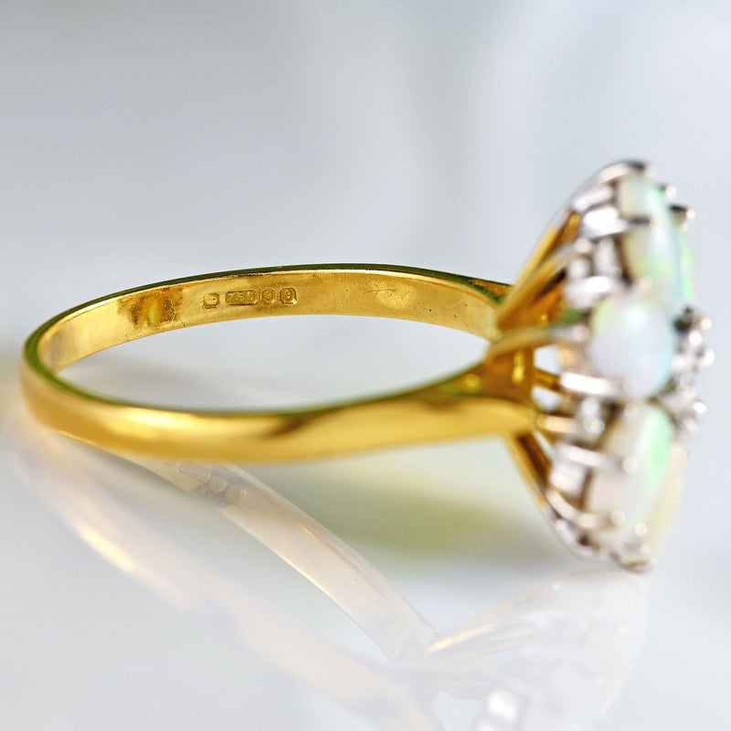 Ellibelle Jewellery Vintage 1977 Opal & Diamond 18ct Gold Cluster Ring By Cropp & Farr
