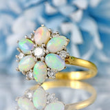 Ellibelle Jewellery Vintage 1977 Opal & Diamond 18ct Gold Cluster Ring By Cropp & Farr