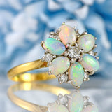 Ellibelle Jewellery Vintage 1977 Opal & Diamond 18ct Gold Cluster Ring By Cropp & Farr