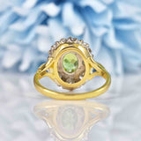 Ellibelle Jewellery Vintage 1977 Peridot & Diamond 18ct Gold Cluster Ring