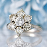 Ellibelle Jewellery Vintage 1977 Platinum & Diamond Daisy Cluster Ring (2.00cts)