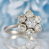 Ellibelle Jewellery Vintage 1977 Platinum & Diamond Daisy Cluster Ring (2.00cts)