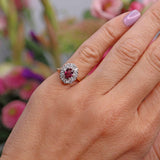 Ellibelle Jewellery Vintage 1977 Ruby & Diamond 18ct Gold Cluster Ring (0.66ct)