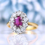 Ellibelle Jewellery Vintage 1977 Ruby & Diamond 18ct Gold Cluster Ring (0.66ct)