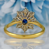 Ellibelle Jewellery Vintage 1977 Sapphire & Diamond 18ct Gold Cluster Engagement Ring