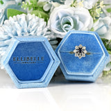 Ellibelle Jewellery Vintage 1977 Sapphire & Diamond 18ct Gold Cluster Engagement Ring