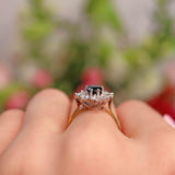 Ellibelle Jewellery Vintage 1977 Sapphire & Diamond 18ct Gold Round Cluster Ring
