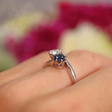 Ellibelle Jewellery Vintage 1977 Sapphire & Diamond 18ct White Gold 'Toi et Moi' Engagement Ring