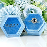 Ellibelle Jewellery Vintage 1977 Sapphire & Vari-Cut Diamond 18ct White Gold Cluster Ring (1.53cts)