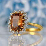 Ellibelle Jewellery Vintage 1978 Andalusite & Diamond 18ct Gold Cluster Ring