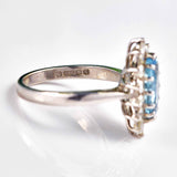 Ellibelle Jewellery Vintage 1978 Aquamarine & Diamond White Gold Marquise Cluster Ring