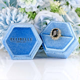 Ellibelle Jewellery Vintage 1978 Dark Sapphire & Diamond 18ct Gold Cluster Ring