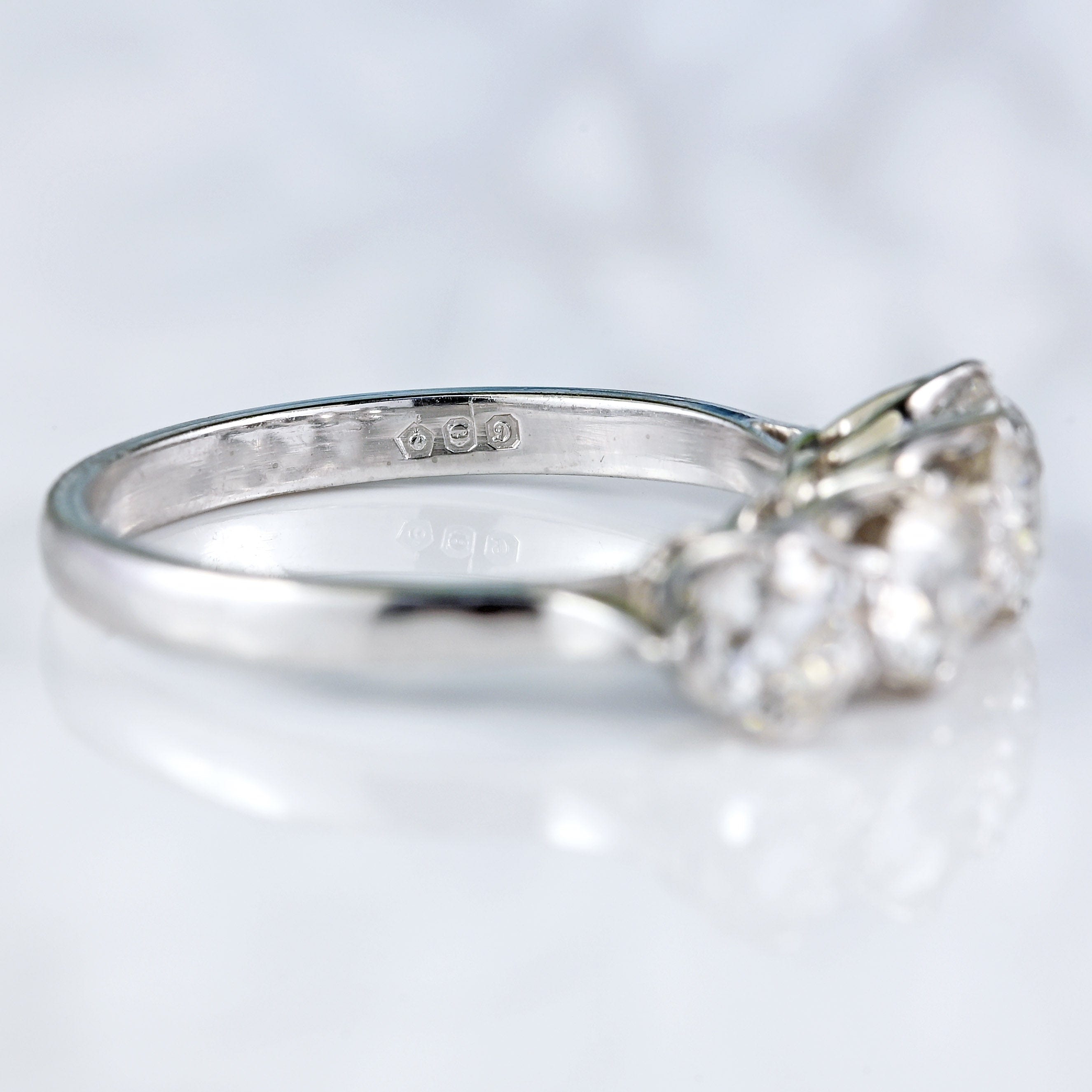 Ellibelle Jewellery Vintage 1978 Platinum Diamond Four-Stone Band Ring (1.43cts)