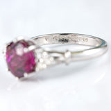 Ellibelle Jewellery Vintage 1978 Rhodolite Garnet & Diamond 18ct White Gold Ring