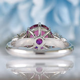 Ellibelle Jewellery Vintage 1978 Rhodolite Garnet & Diamond 18ct White Gold Ring
