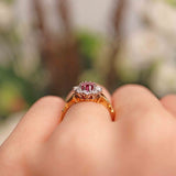 Ellibelle Jewellery Vintage 1978 Ruby & Diamond 18ct Gold Cluster Ring