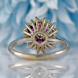 Ellibelle Jewellery Vintage 1978 Ruby & Diamond 18ct White Gold Cluster Ring