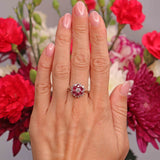 Ellibelle Jewellery Vintage 1978 Ruby & Diamond 18ct White Gold Cluster Ring