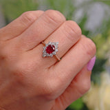 Ellibelle Jewellery Vintage 1978 Ruby & Diamond White Gold Cluster Engagement Ring