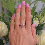 Ellibelle Jewellery Vintage 1978 Ruby & Diamond White Gold Cluster Engagement Ring