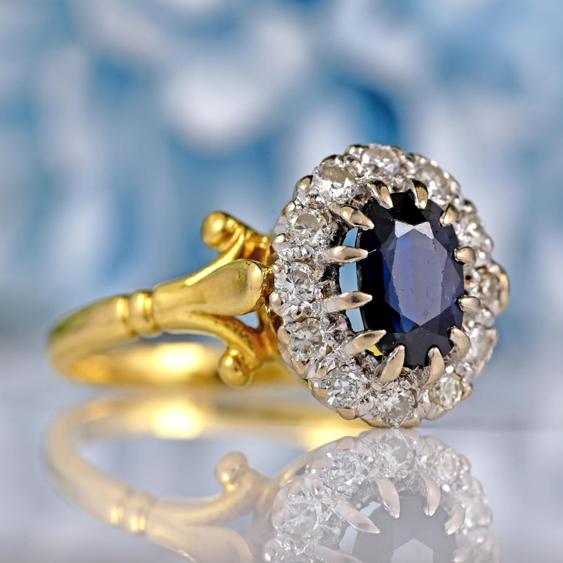 Ellibelle Jewellery Vintage 1978 Sapphire & Diamond 18ct Gold Cluster Ring