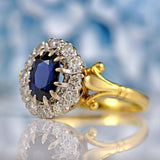 Ellibelle Jewellery Vintage 1978 Sapphire & Diamond 18ct Gold Cluster Ring