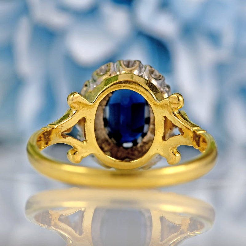 Ellibelle Jewellery Vintage 1978 Sapphire & Diamond 18ct Gold Cluster Ring