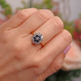 Ellibelle Jewellery Vintage 1978 Sapphire & Diamond 18ct Gold Cluster Ring