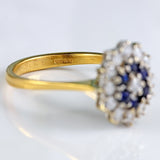 Ellibelle Jewellery Vintage 1978 Sapphire & Diamond 18ct Gold Cluster Ring