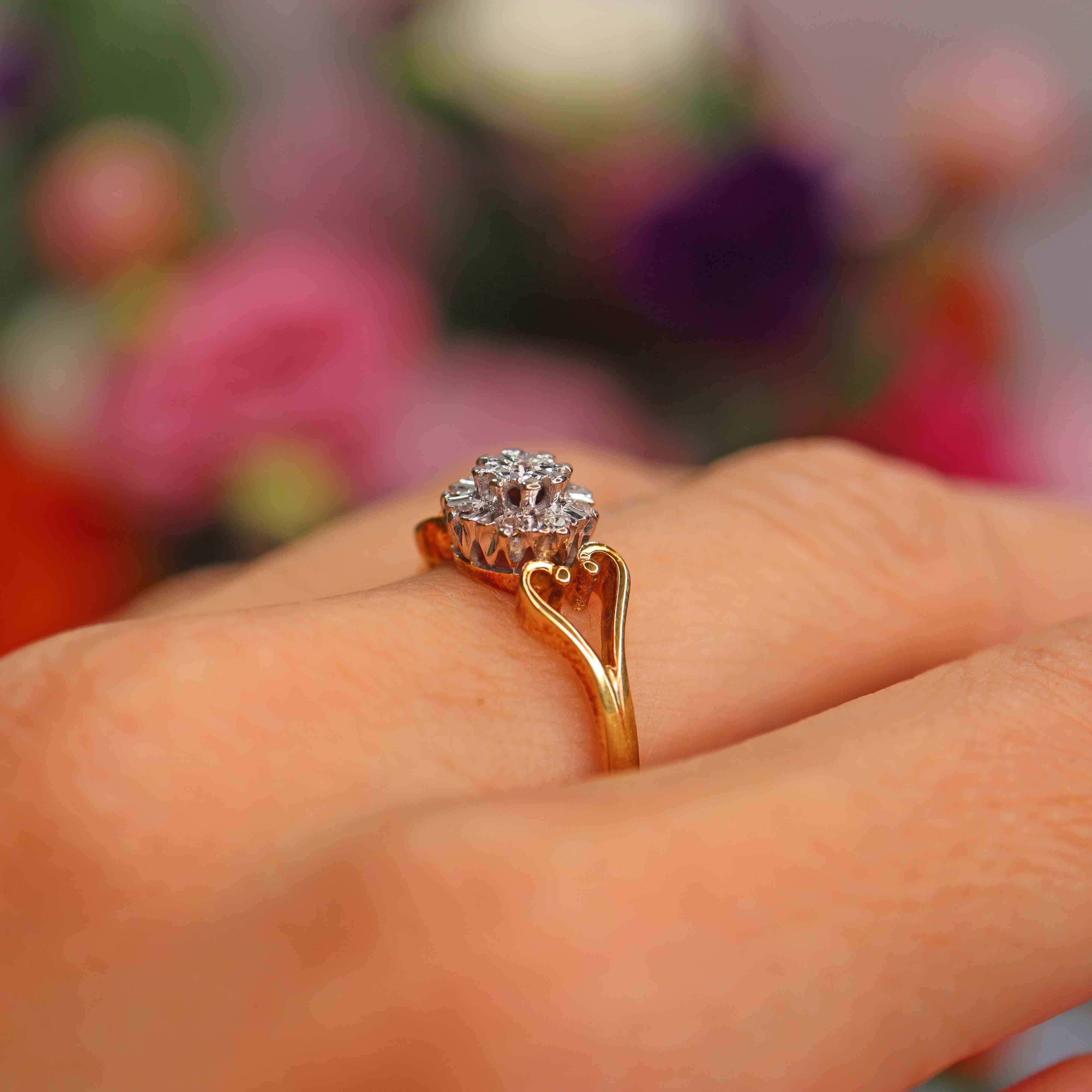 Ellibelle Jewellery Vintage 1979 Diamond 18ct Gold Cluster Ring