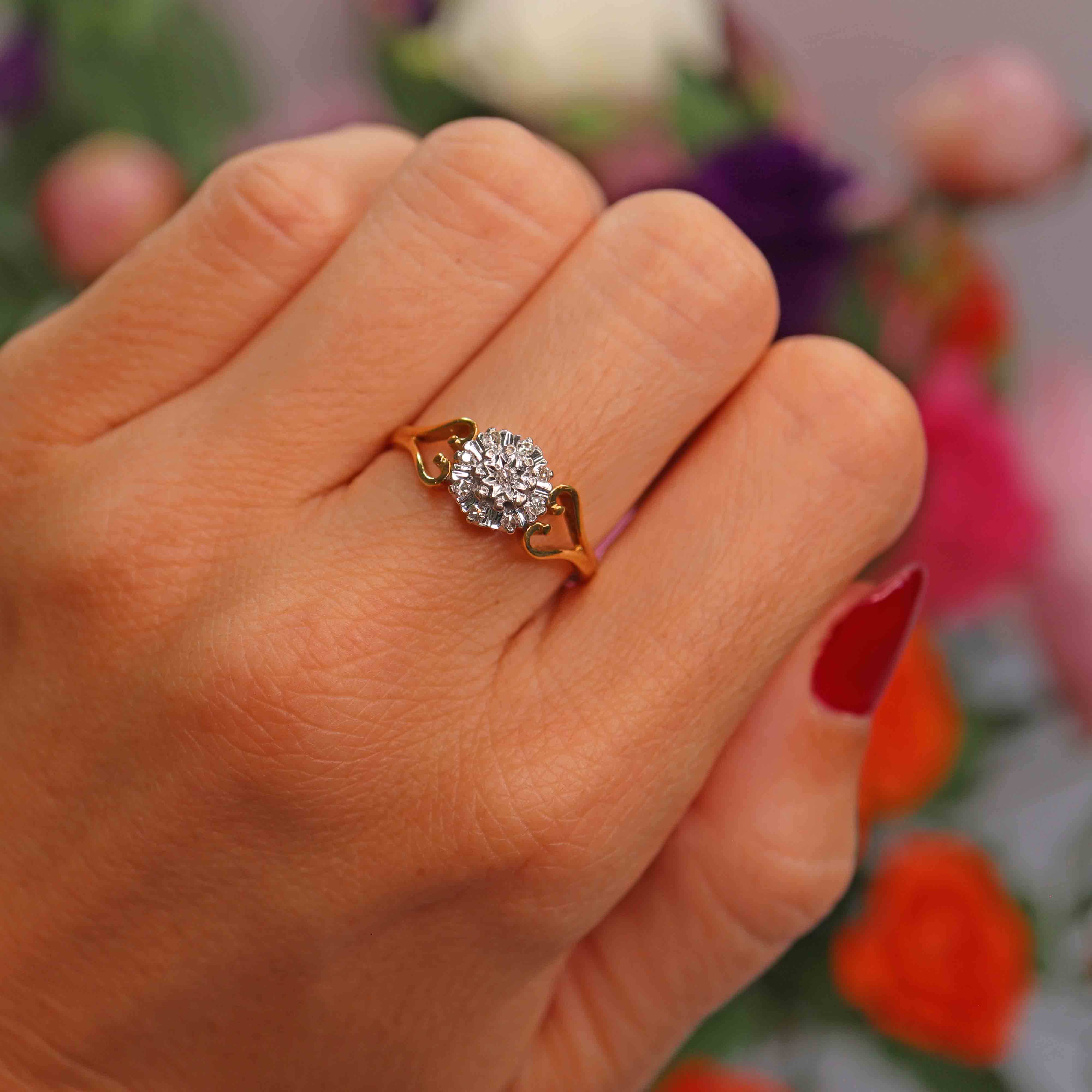 Ellibelle Jewellery Vintage 1979 Diamond 18ct Gold Cluster Ring