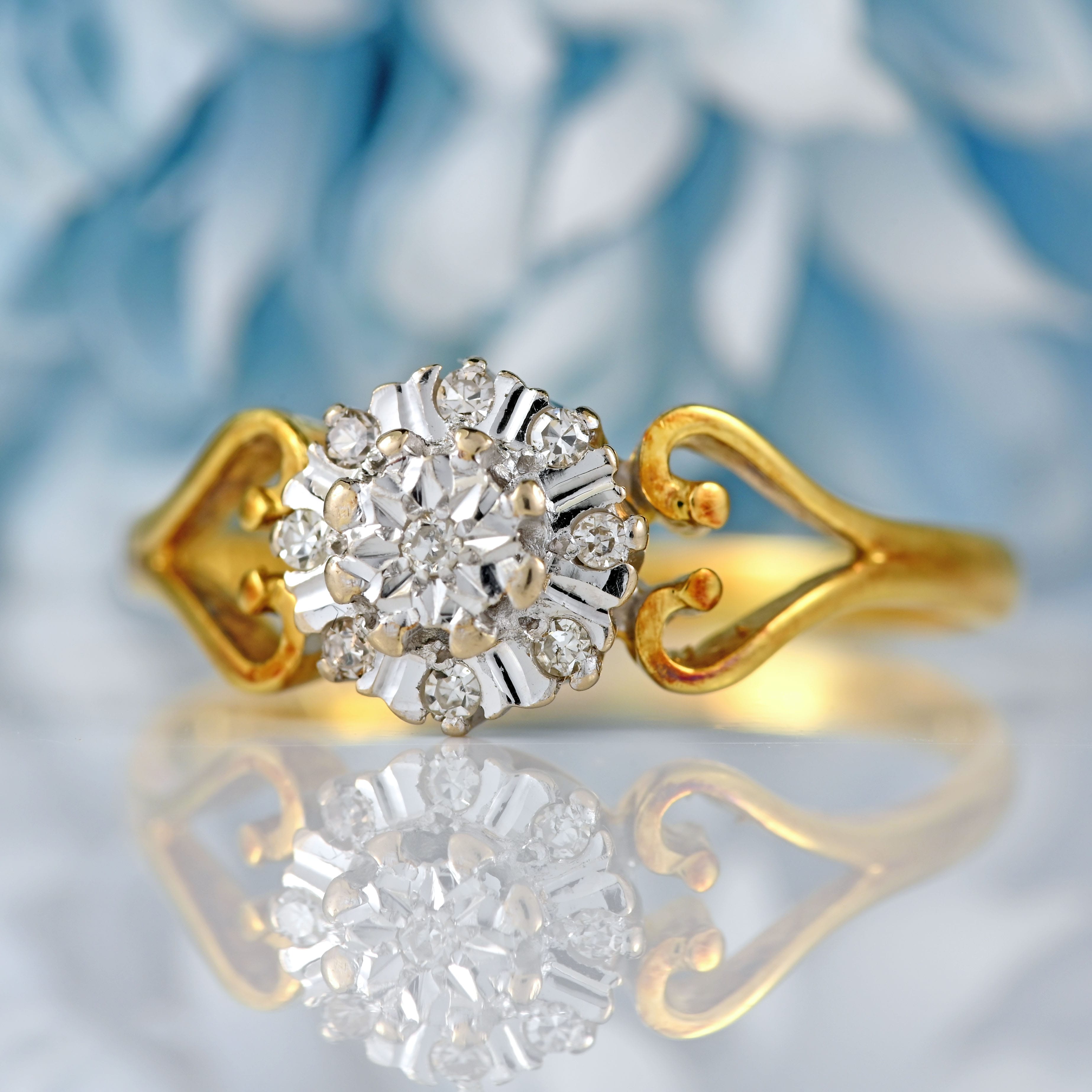 Ellibelle Jewellery Vintage 1979 Diamond 18ct Gold Cluster Ring
