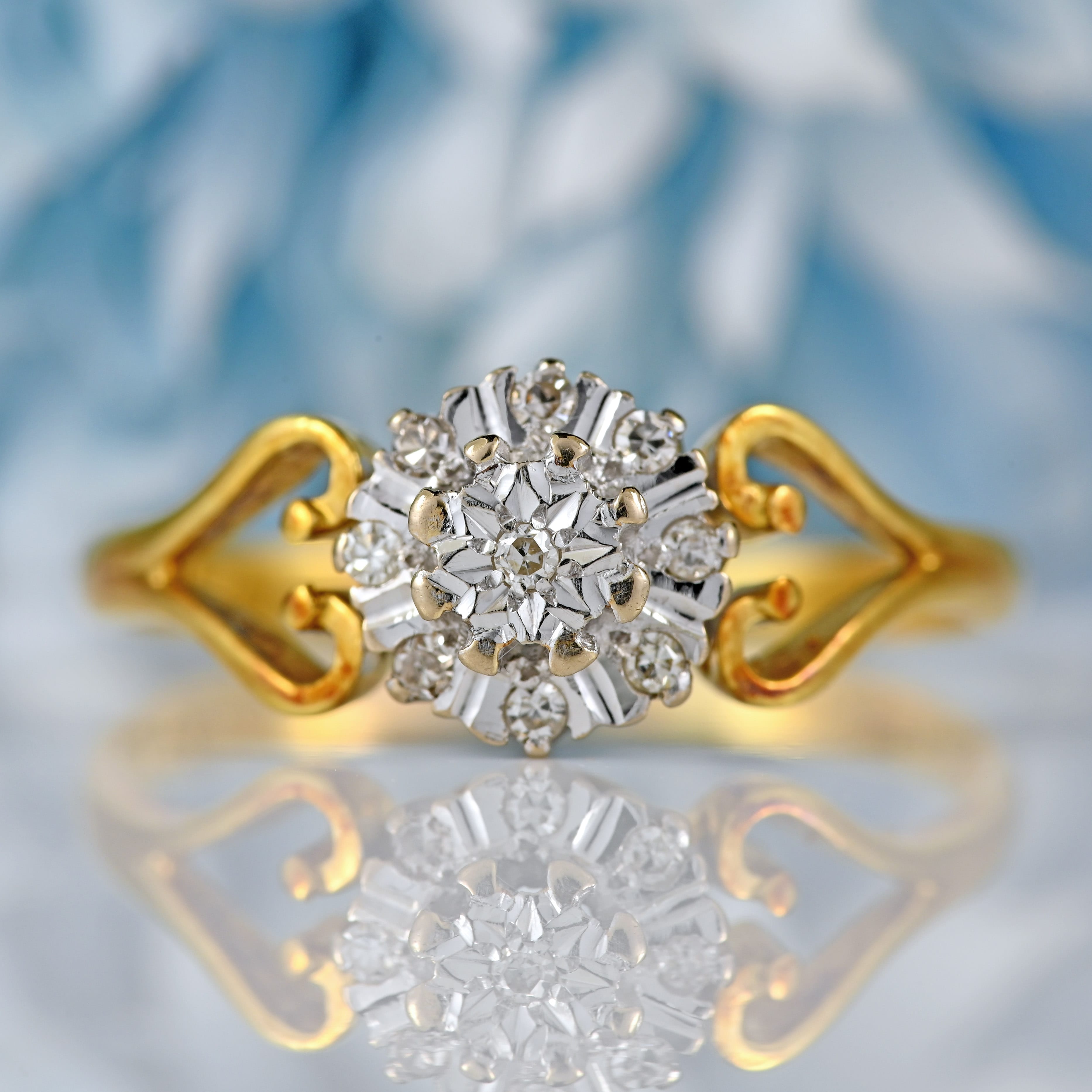 Ellibelle Jewellery Vintage 1979 Diamond 18ct Gold Cluster Ring