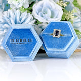 Ellibelle Jewellery Vintage 1979 Emerald-Cut Sapphire & Diamond 18ct Gold Cluster Ring