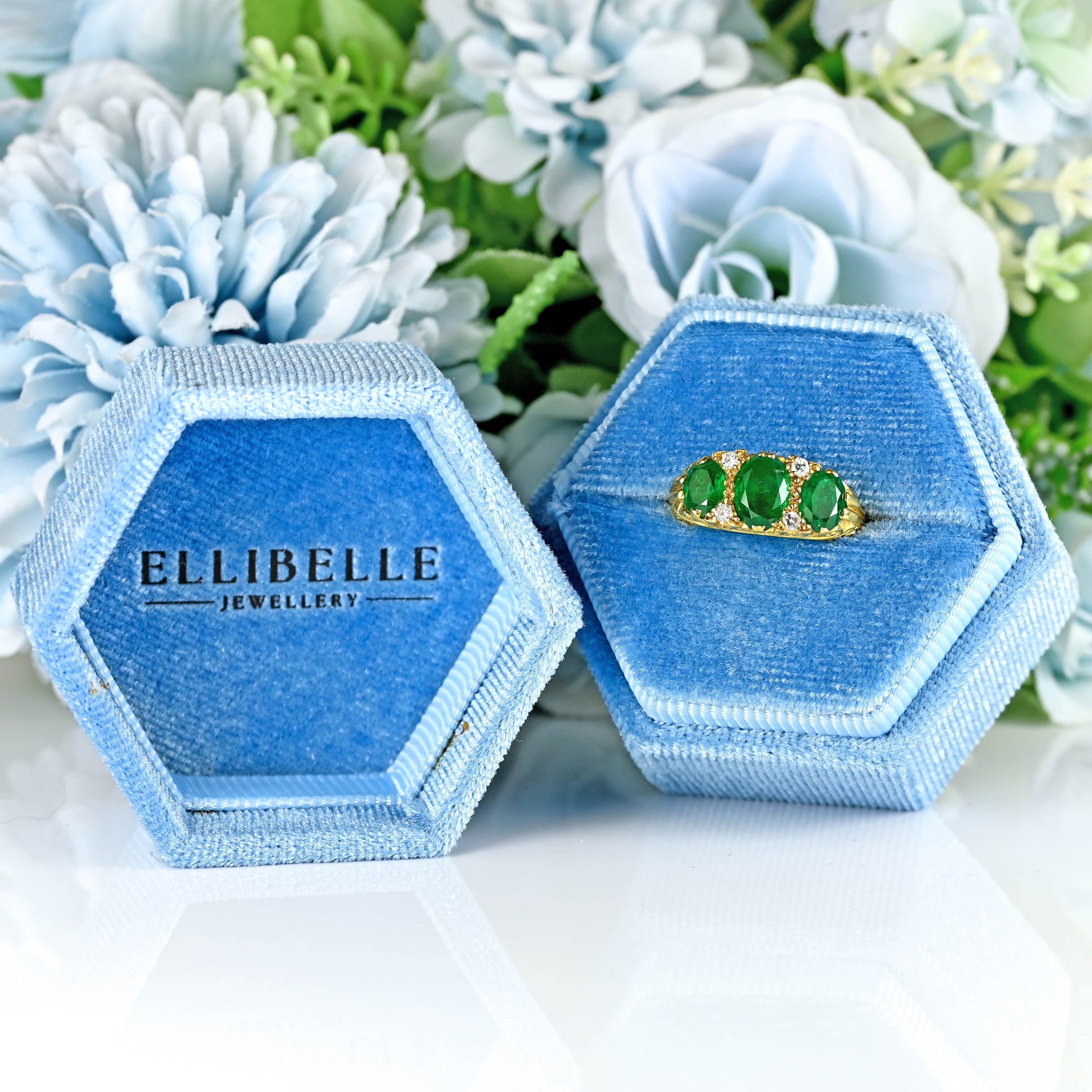 Ellibelle Jewellery Vintage 1979 Emerald & Diamond 18ct Gold Ring By Cropp & Farr