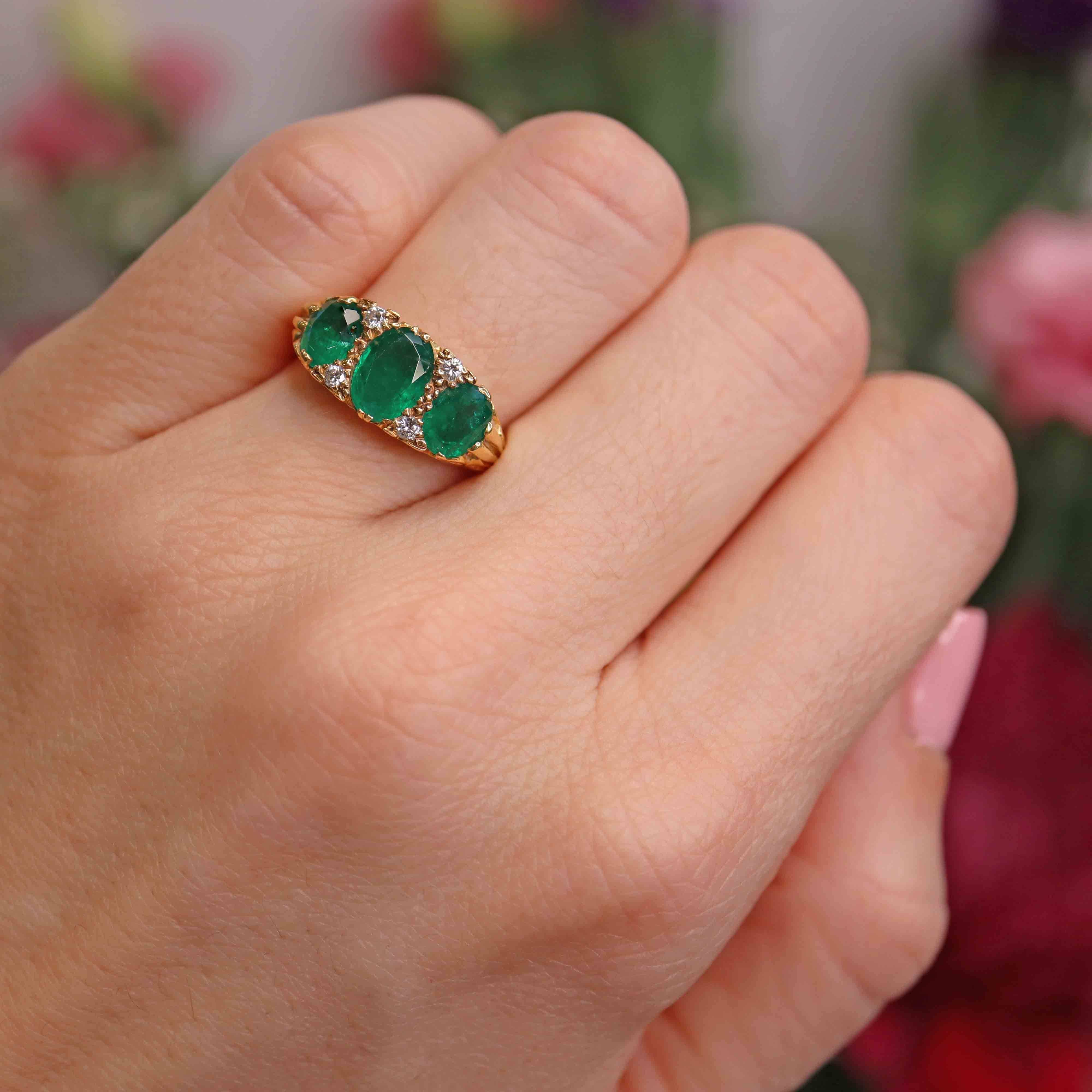 Ellibelle Jewellery Vintage 1979 Emerald & Diamond 18ct Gold Ring By Cropp & Farr
