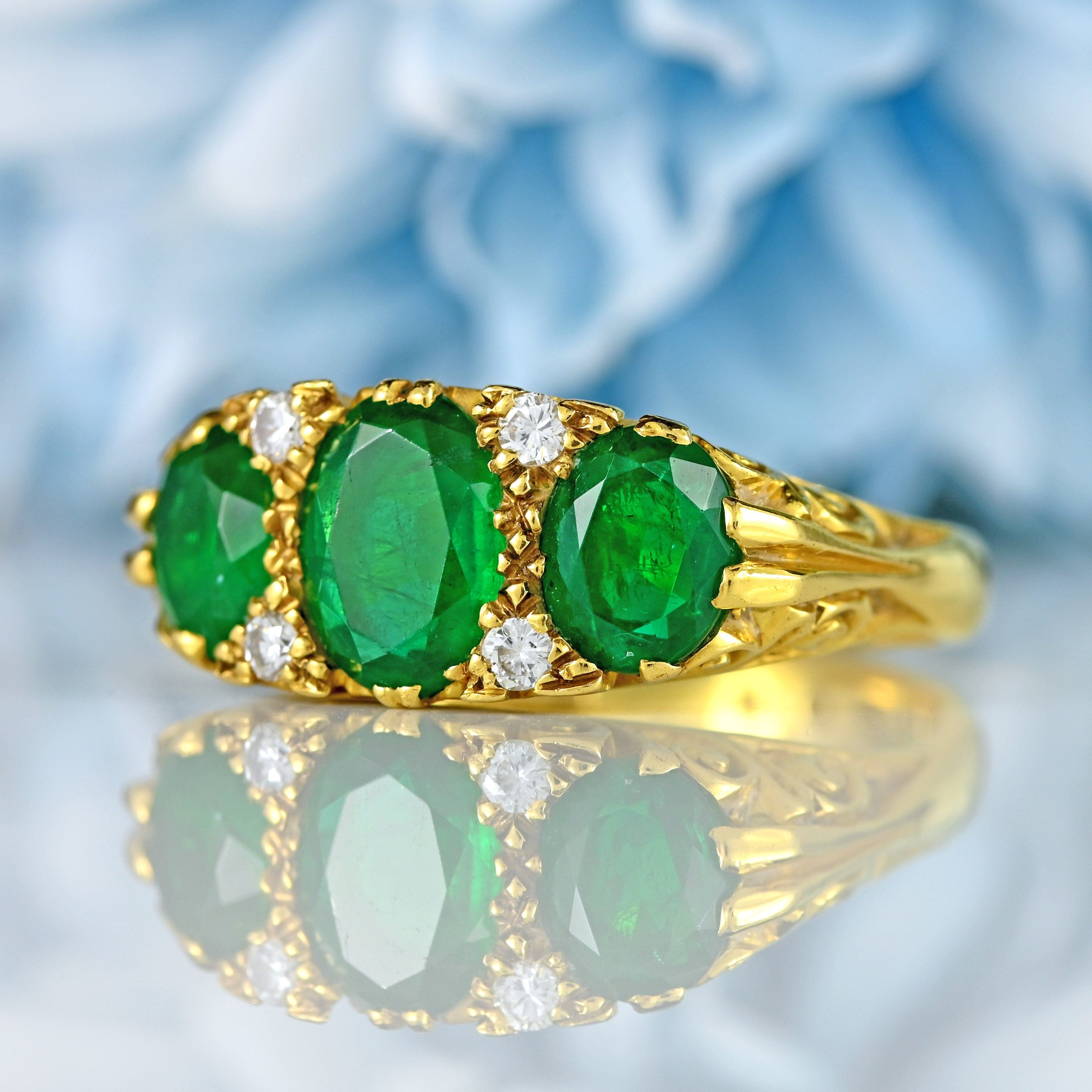 Ellibelle Jewellery Vintage 1979 Emerald & Diamond 18ct Gold Ring By Cropp & Farr