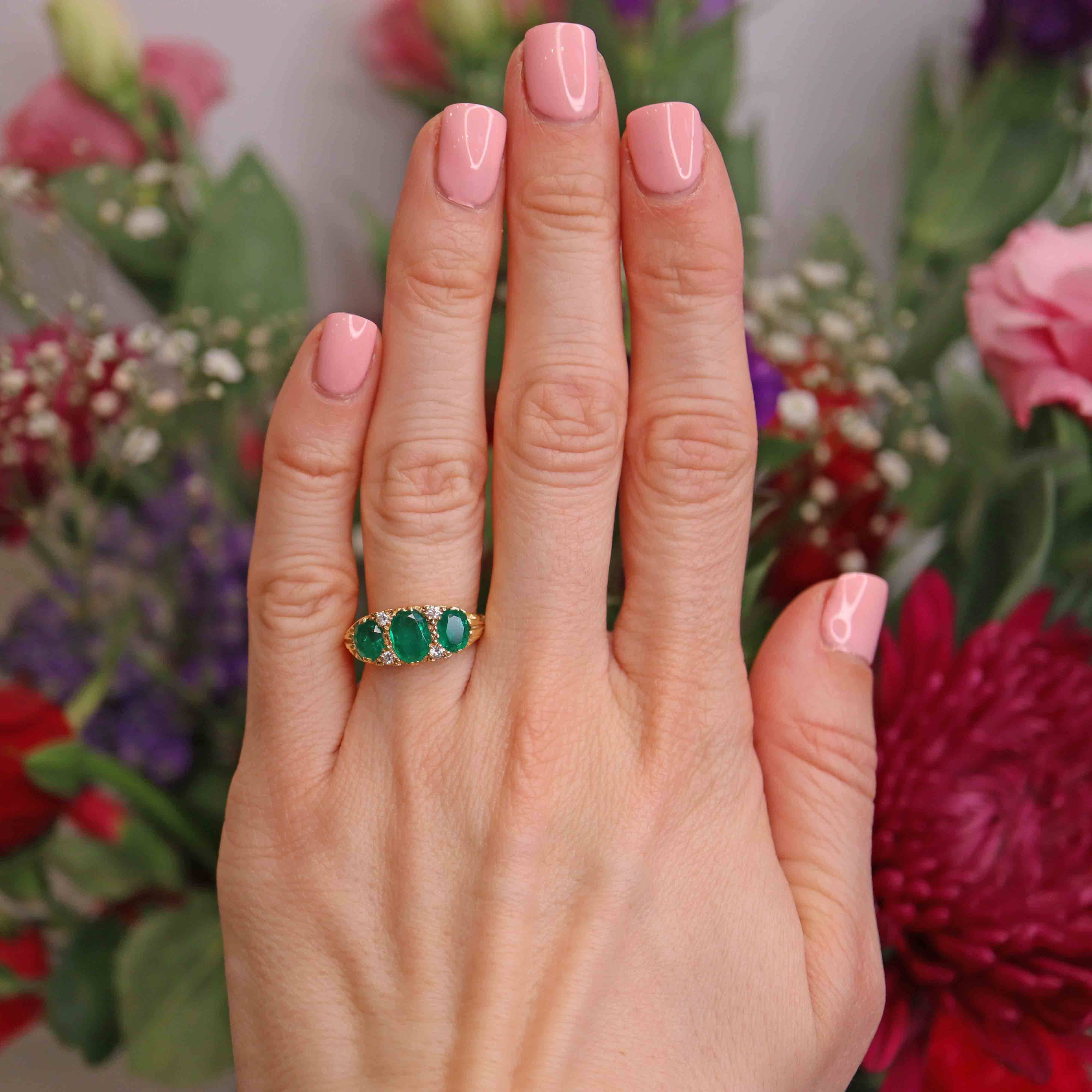Ellibelle Jewellery Vintage 1979 Emerald & Diamond 18ct Gold Ring By Cropp & Farr