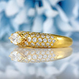 Ellibelle Jewellery Vintage 1979 Marquise Diamond Pavé Set 18ct Gold Band Ring