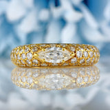 Ellibelle Jewellery Vintage 1979 Marquise Diamond Pavé Set 18ct Gold Band Ring