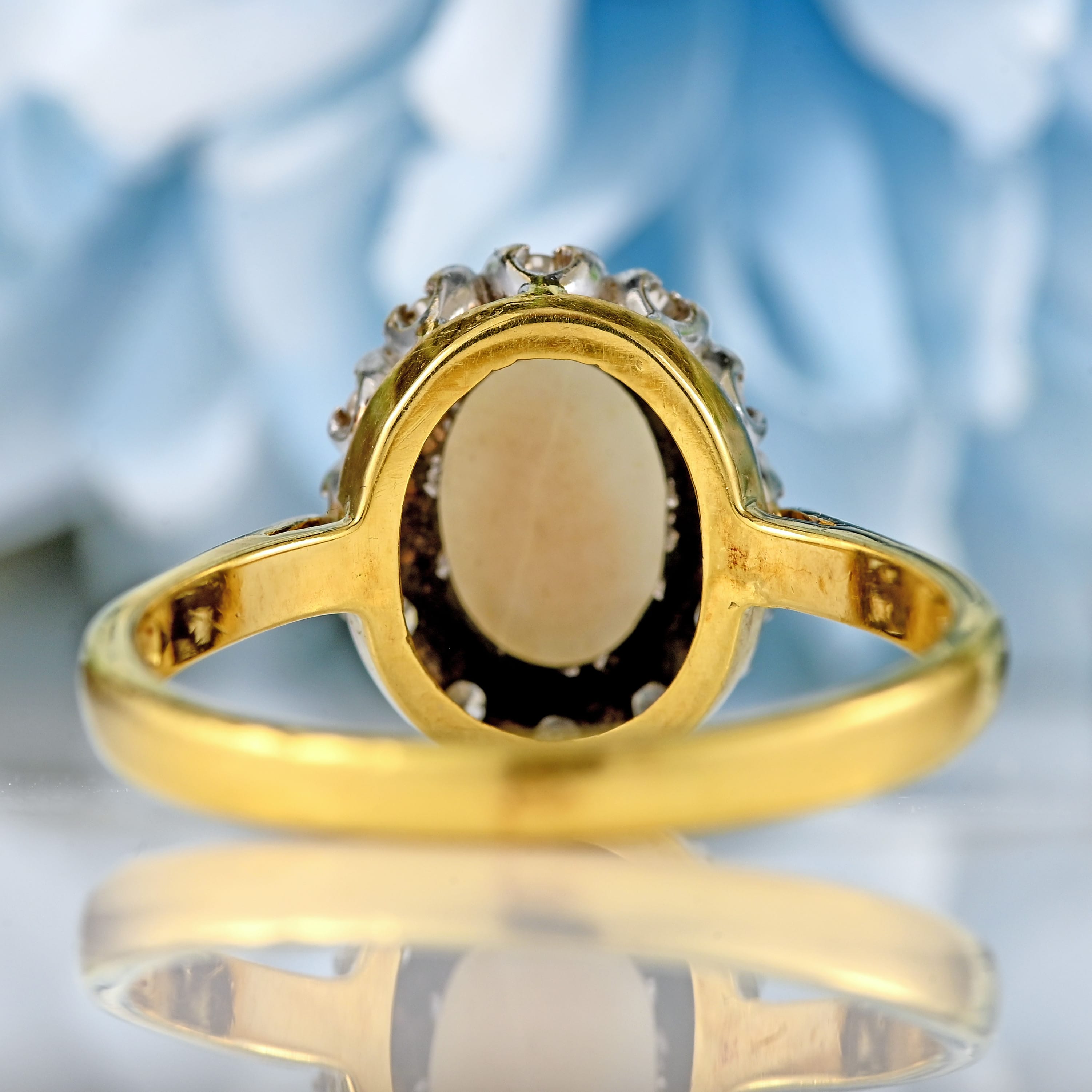 Ellibelle Jewellery Vintage 1979 Natural Opal & Diamond 18ct Gold Cluster Ring