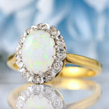 Ellibelle Jewellery Vintage 1979 Natural Opal & Diamond 18ct Gold Cluster Ring