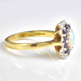 Ellibelle Jewellery Vintage 1979 Opal Sapphire & Diamond 18ct Gold Cluster Ring