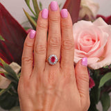 Ellibelle Jewellery Vintage 1979 Ruby & Diamond 18ct Gold Cluster Engagement Ring