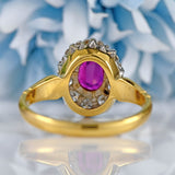 Ellibelle Jewellery Vintage 1979 Ruby & Diamond 18ct Gold Oval Cluster Ring