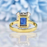 Ellibelle Jewellery Vintage 1979 Sapphire & Diamond 18ct Gold Panel Ring