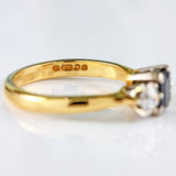 Ellibelle Jewellery Vintage 1979 Sapphire & Diamond 18ct Gold Three-Stone Trilogy Ring