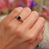 Ellibelle Jewellery Vintage 1979 Sapphire & Diamond 18ct Gold Three-Stone Trilogy Ring
