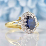 Ellibelle Jewellery Vintage 1979 Sapphire & Diamond Yellow Gold Cluster Ring