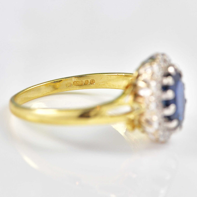 Ellibelle Jewellery Vintage 1979 Sapphire & Diamond Yellow Gold Cluster Ring